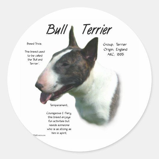 Sticker Rond Bull Terrier (couleur) (Devant)