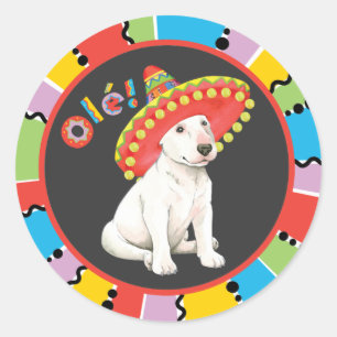 Sticker Rond Bull-terrier de fiesta