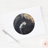 Sticker Rond Bull Terrier Halloween Effrayant (Enveloppe)