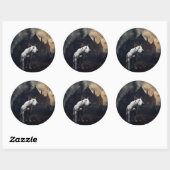 Sticker Rond Bull Terrier Halloween Effrayant (Feuille)