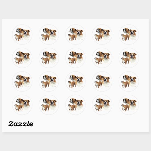 Sticker Rond Bulldog (Feuille)