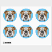 Sticker Rond Bulldog anglais (Feuille)