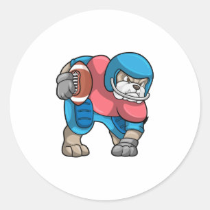 Sticker Rond Bulldog au sport avec football et casque