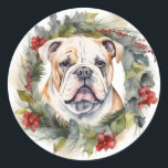 Sticker Rond Bulldog Christmas Wreath Festive Pup<br><div class="desc">Vous cherchez un cadeau de Noël parfait pour votre ami furry? Notre cadeau de Noël de chien est ce dont vous avez besoin! Avec un délicieux thème de Noël, c'est le cadeau idéal pour votre animal de compagnie bien-aimé. Que vous soyez une mère de chien, un père de chien ou...</div>