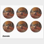Sticker Rond Bulldog en automne Feuilles automne Inspire (Feuille)