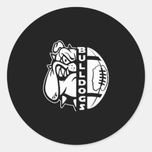 Sticker Rond Bulldog Face Demi-Football Ball Fun Rug