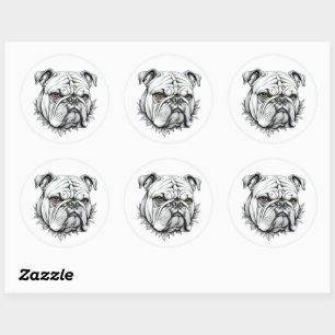 Sticker Rond Bulldog Fierce & Loyal Design pour Amoureux de les
