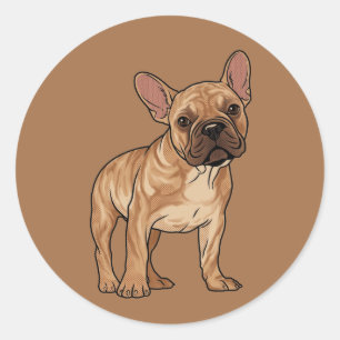 Sticker Rond Bulldog français bringé graphique Pop Art