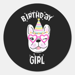 Sticker Rond Bulldog Frenchie Célébration Thème