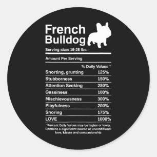 Sticker Rond Bulldog Fun Nutrition Fun Frenchie Lover