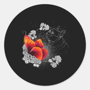 Sticker Rond Bulldog In Heaven Cadeau Bulldog Propriétaire Dog
