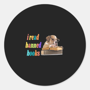 Sticker Rond Bulldog J'Ai Lu Des Livres Interdits