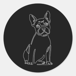 Sticker Rond Bulldog Line Art mignon Amusant Chien Maman