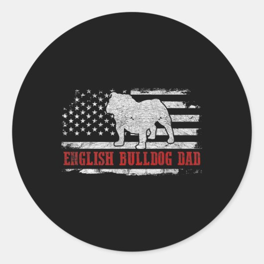 Sticker Rond Bulldog Papa dégoûte le drapeau américain Chien pa (Devant)