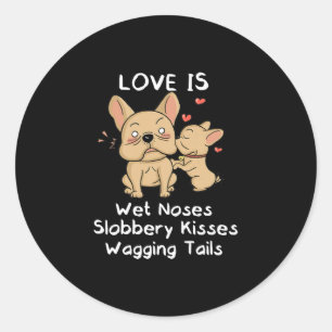 Sticker Rond Bulldog Papa Et Fils Baisent Aimer Mon Chien Dit C