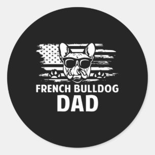 Sticker Rond Bulldog Papa Frenchie Lover Propriétaire du chien 