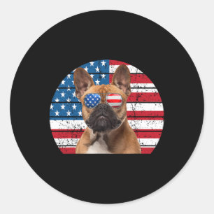 Sticker Rond Bulldog Pour Enfants Garçons Hommes 4 juillet Fren
