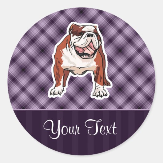 Sticker Rond Bulldog pourpre (Devant)
