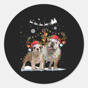 Sticker Rond Bulldog Reindeer Noël Noël Noël Noël Noël Noël X