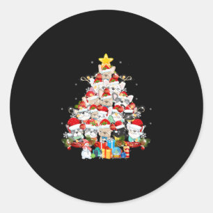 Sticker Rond Bulldog Santa Claus Joyeux Noël