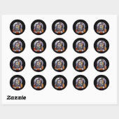 Sticker Rond Bulldog Skeleton costume Halloween sorcier Citroui (Feuille)