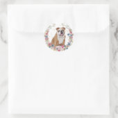 Sticker Rond Bulldog Spring Flowers Wreath (Sac)