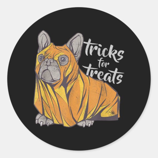 Sticker Rond Bulldog Tricks Pour Traiter Les Mignons Bulldogs H (Devant)