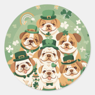 Sticker Rond Bulldogs anglais de la Saint-Patrick
