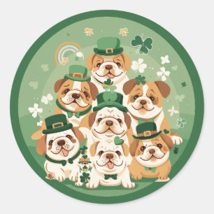Sticker Rond Bulldogs anglais de la Saint-Patrick