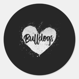 Sticker Rond Bulldogs - Coeur Amoureux des chiens Animal éleveu