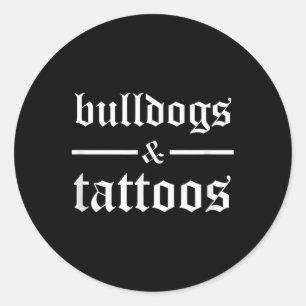 Sticker Rond Bulldogs et tatouages - Drôle propriétaire de chie