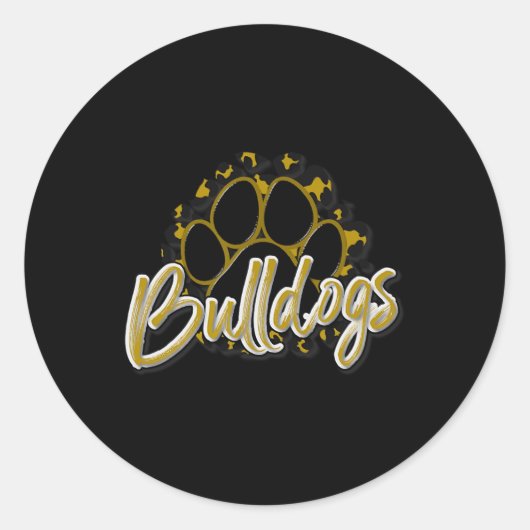 Sticker Rond Bulldogs Gold Black Cheetah School (Devant)