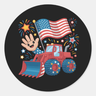 Sticker Rond bulldozer 4 juillet Toddler Boys Jeunesse USA