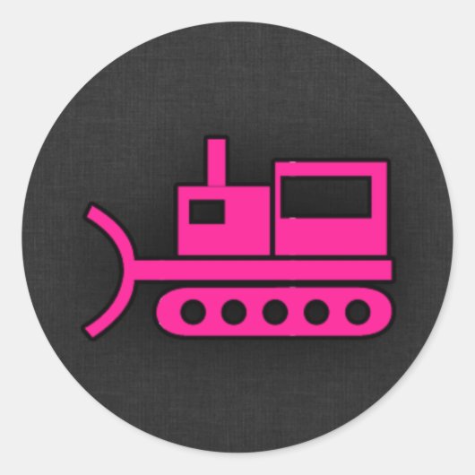 Sticker Rond Bulldozer rose chaud (Devant)