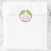 Sticker Rond Bulle d'ail Kawaii sur Green Starburst (Sac)