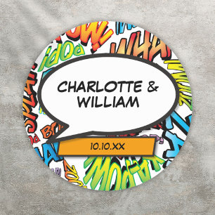 Sticker Rond Bulle de bande dessinée colorée amusante