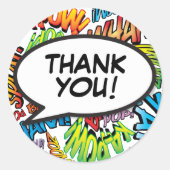 Sticker Rond Bulle de discours de remerciement de typographie c (Devant)