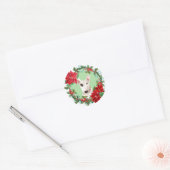 Sticker Rond Bulle Terrier Poinsettia Holly (Enveloppe)