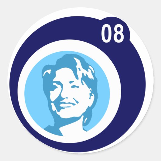 Sticker Rond bulles bleues de hillary Clinton 08. (Devant)