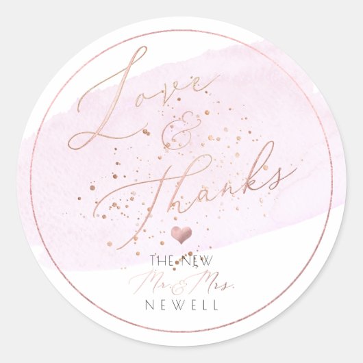 Sticker Rond Bulles de champagne rose, Merci d'aquarelle (Devant)