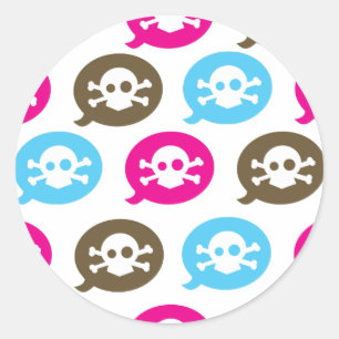 Sticker Rond Bulles de crâne