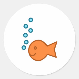 Sticker Rond Bulles de poissons d'or