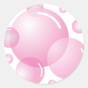 Sticker Rond Bulles de savon rose