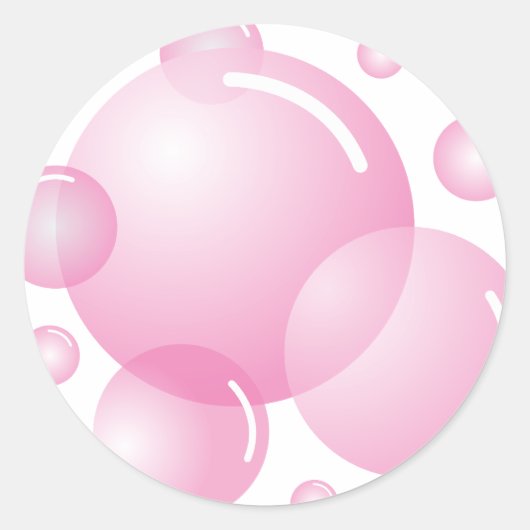 Sticker Rond Bulles de savon rose (Devant)