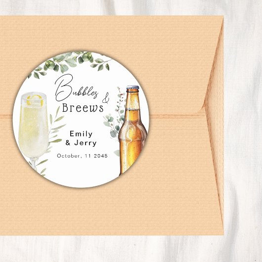 Sticker Rond Bulles et Brises Eucalyptus Fête de Mariage pour u