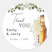 Sticker Rond Bulles Et Épouse Merci Wedding shower (Devant)