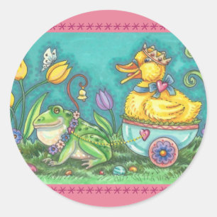 STICKER ROND BULLFROG & DUCK EASTER BULLETIN BULLETIN D'OEUFS