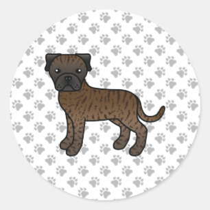 Sticker Rond Bullmastiff bringé Chien de dessin animé mignon