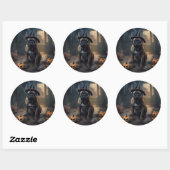 Sticker Rond Bullmastiff Citrouilles Halloween effrayant (Feuille)