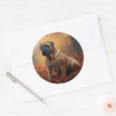 Sticker Rond Bullmastiff en automne Feuilles automne Inspire (Enveloppe)